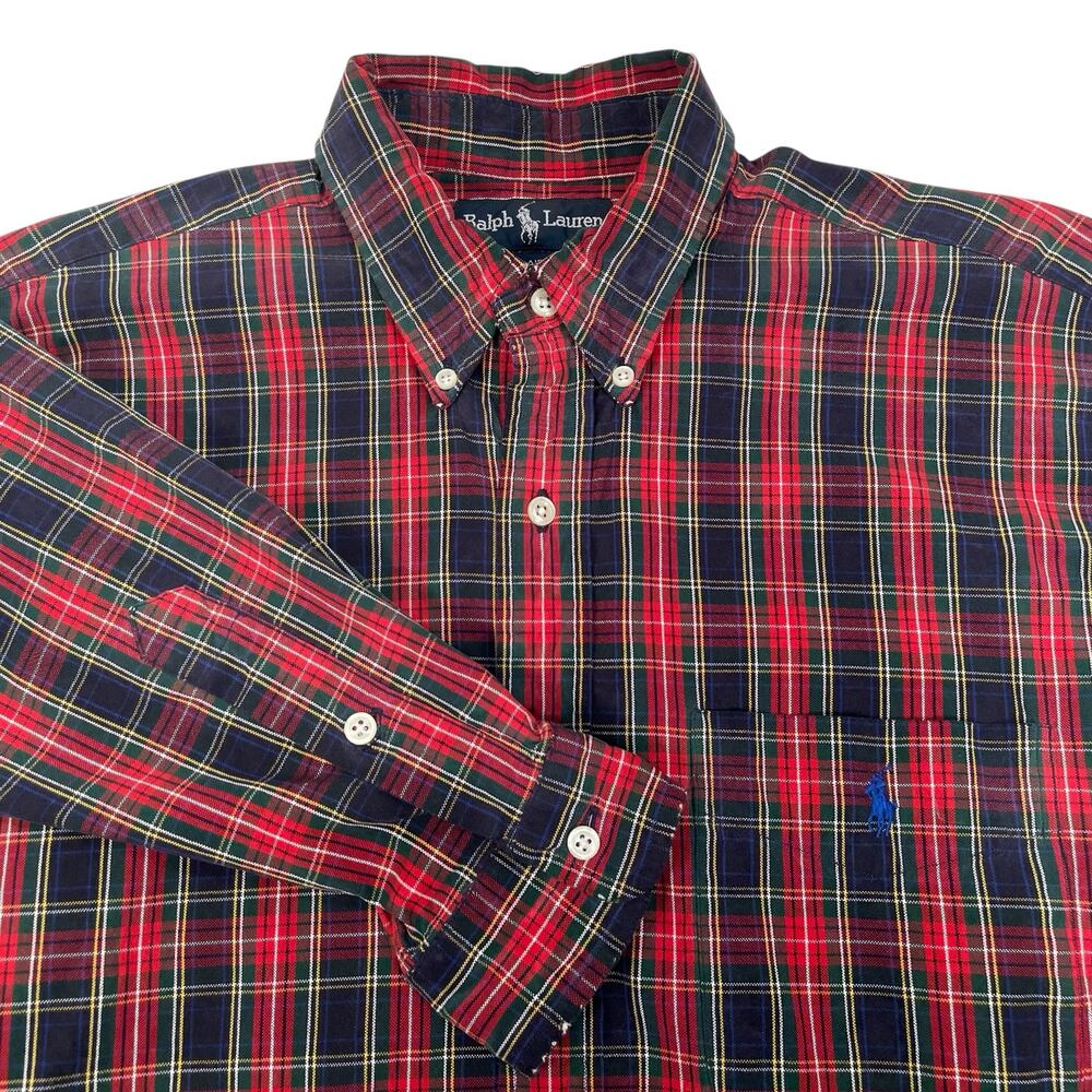 Ralph Lauren Mens Medium Long Sleeve Button Up Plaid Cotton Blaire Shirt